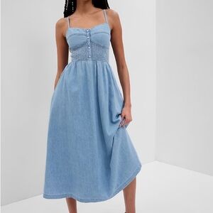 GAP Light Wash Denim Midi Dress